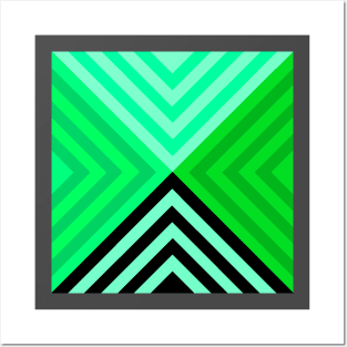 Black and Multiple Green Triangular Posters and Art